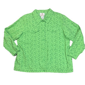 New Quacker Factory Embroidery Cotton Jacket Size:1X Cotton Pearls Lined Pocket